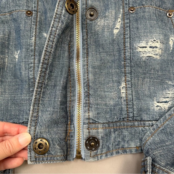 Free People Blue Cropped Jean Jacket - Picture 6 of 12